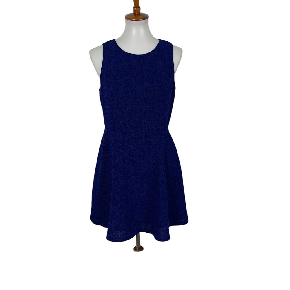 Skies Are‎ Blue Royal Blue Sleeveless Fit And Flare Textured Dress MP Chic